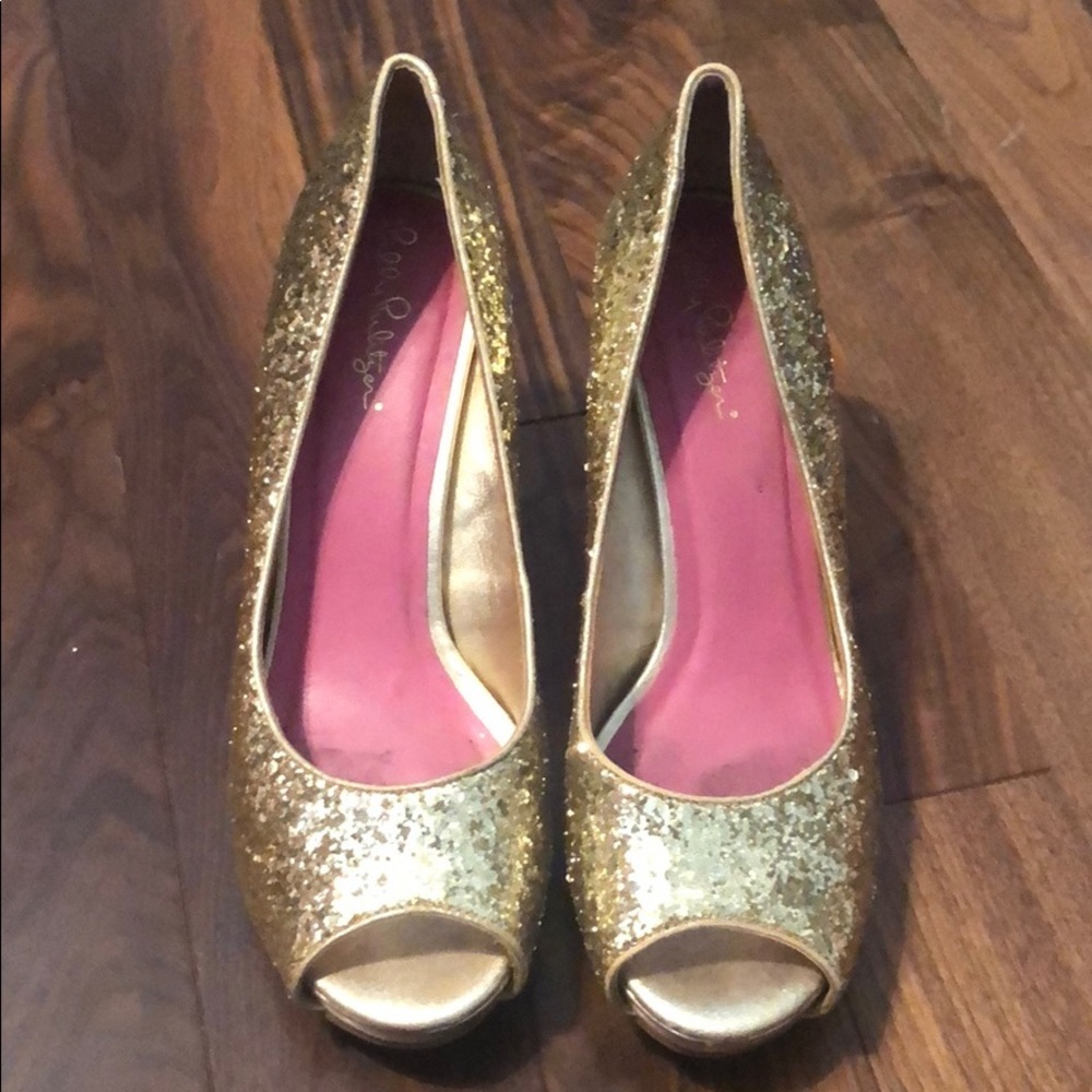 Lilly Pulitzer glitter wedge